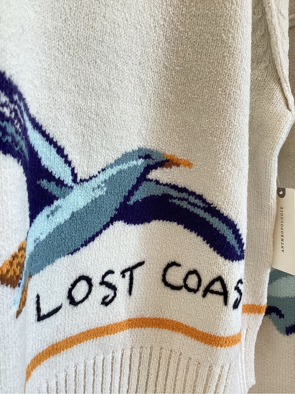 🌊Anthropologie Lost Coast Long-Sleeve Crewneck Sweater Pilcro NEW Small - Picture 9 of 15